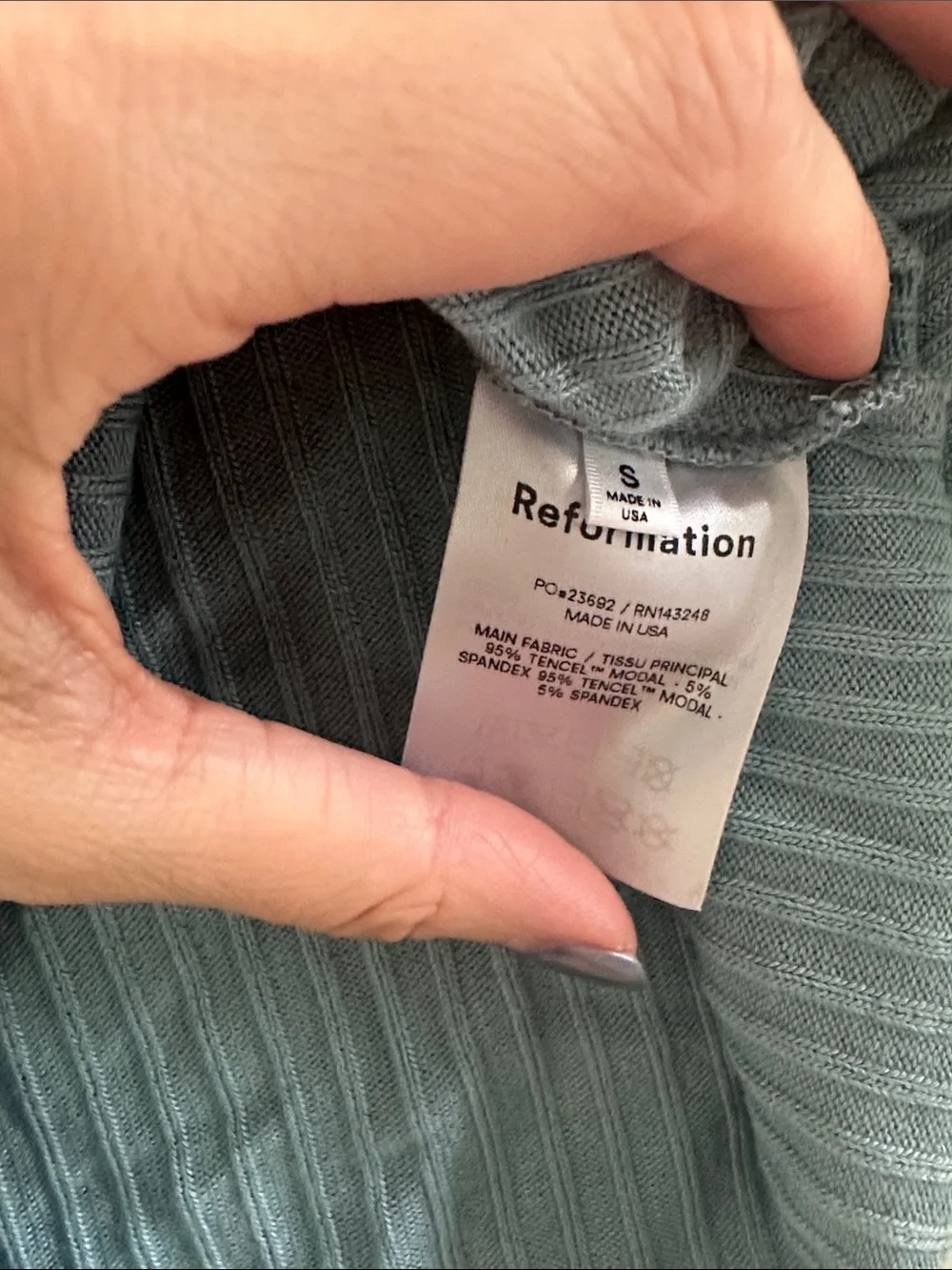 Reformation Ribbed Two-Piece Crop Top & Skirt Set in Light Blue